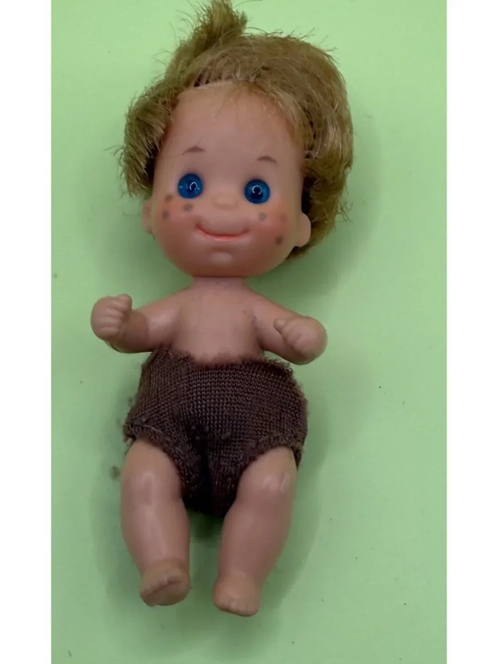 1973 Sunshine Family Baby Sweets Seth Red Brown Haired Boy Doll Brown Diaper